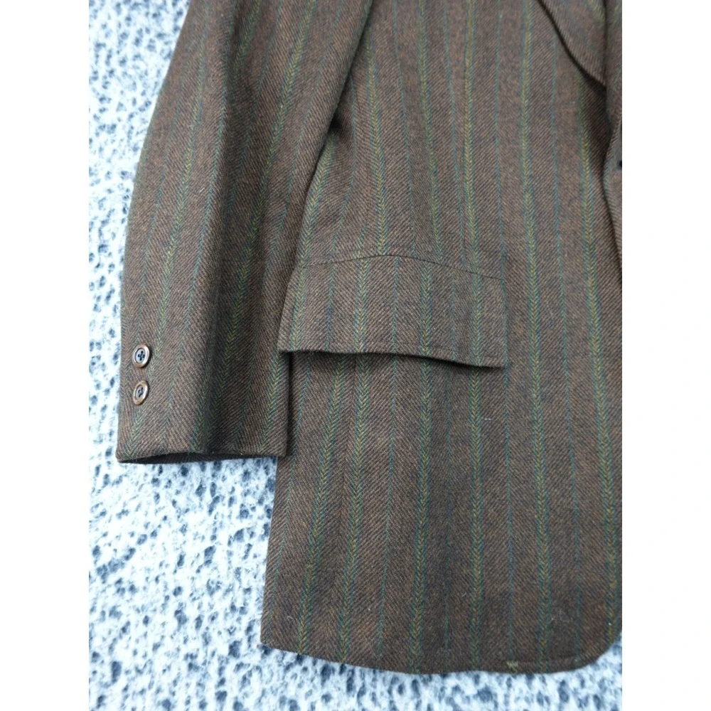 Hart‎ Schaffner Marx Vintage Wool Brown Herringbone Striped Blazer Mens 40R